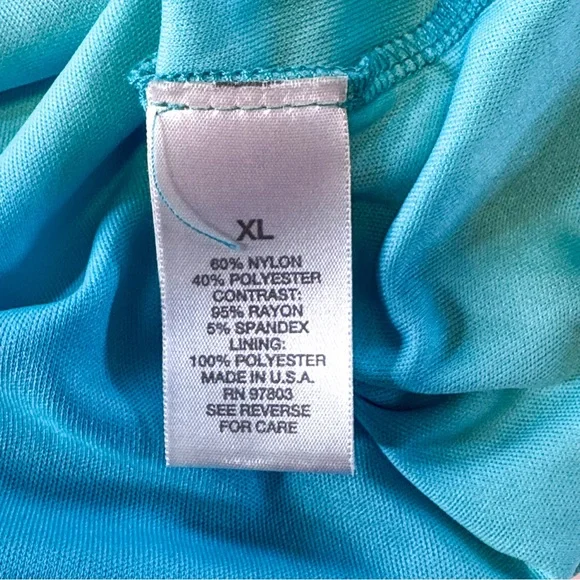 Dressbarn Aqua Polka Dot Textured Blouse XL Sheer Layered Top Casual Work - Picture 7 of 9